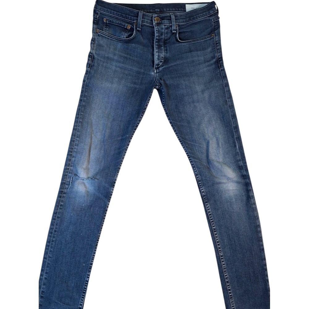 Rag & Bone Extra Slim Jeans Men's 32x32 Blue Bayview‎ Denim Fit 1 Distressed